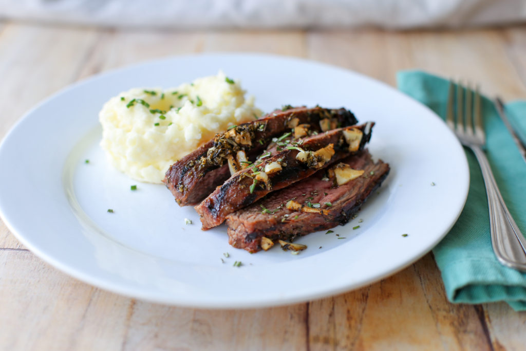 Grilled Flank Steak with Garlic & Rosemary