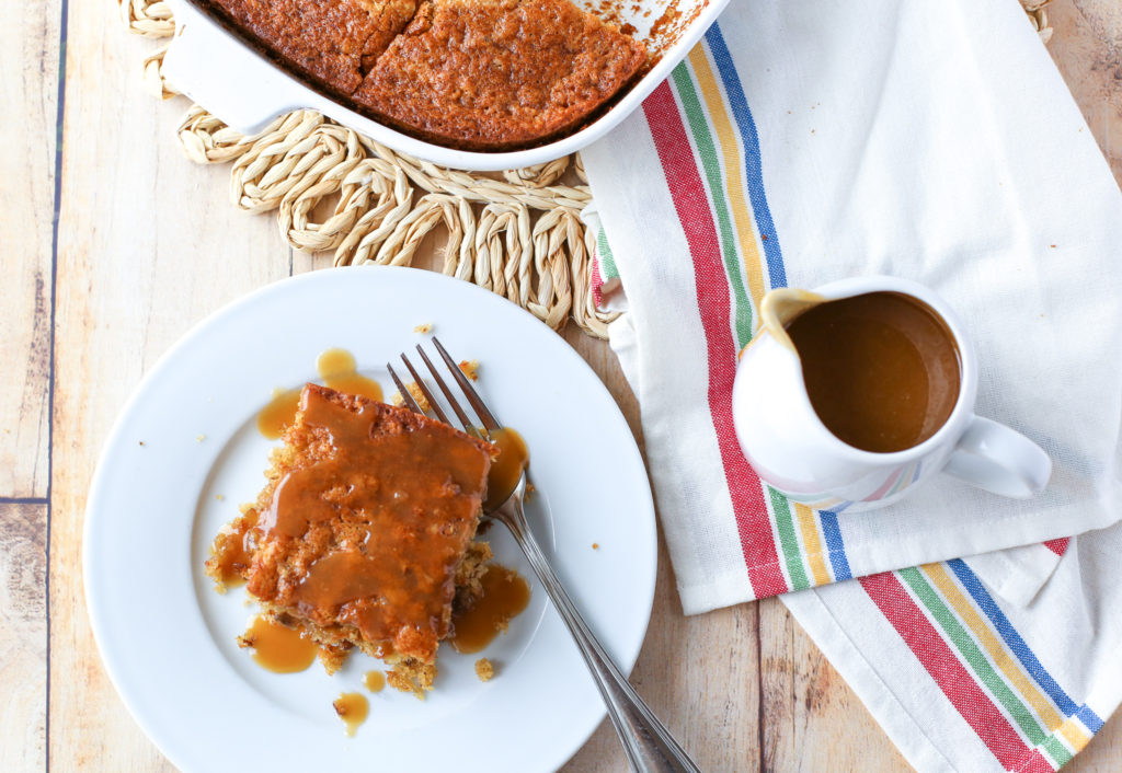 apple cake with caramel sauce