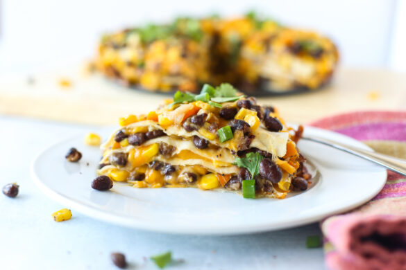 black bean and corn tortilla pie