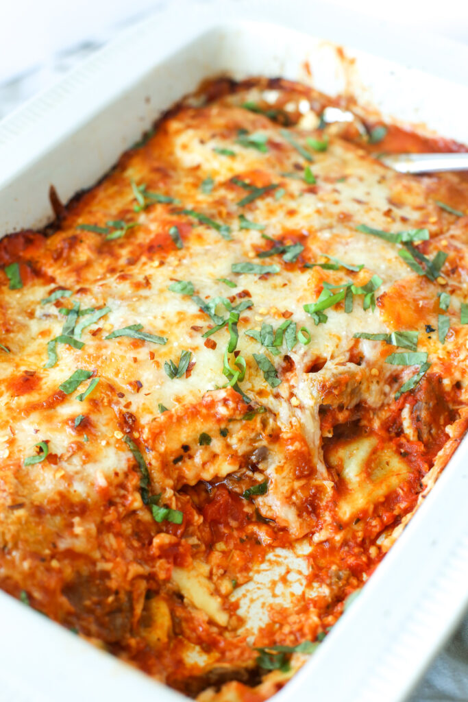 baked ravioli with sausage