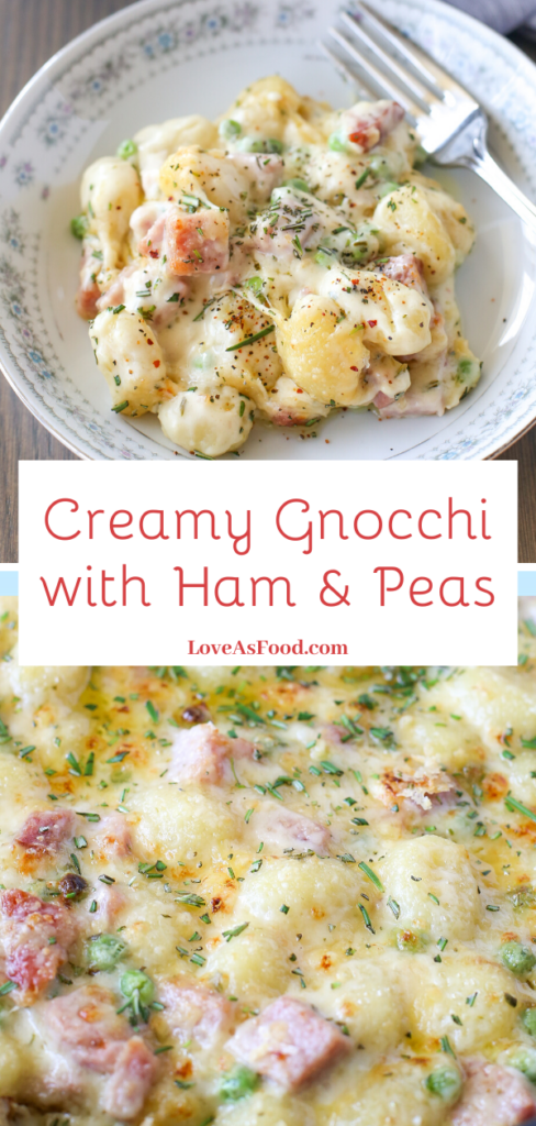 creamy gnocchi with ham and peas