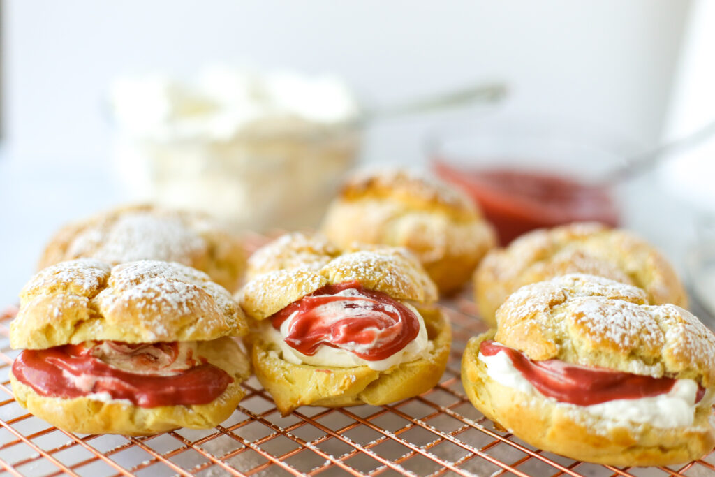 Cream Puffs with Strawberry Curd