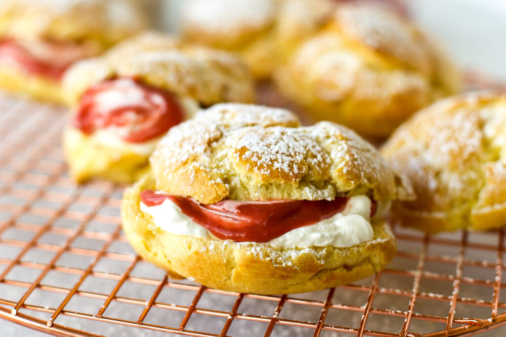 Cream Puffs with Strawberry Curd