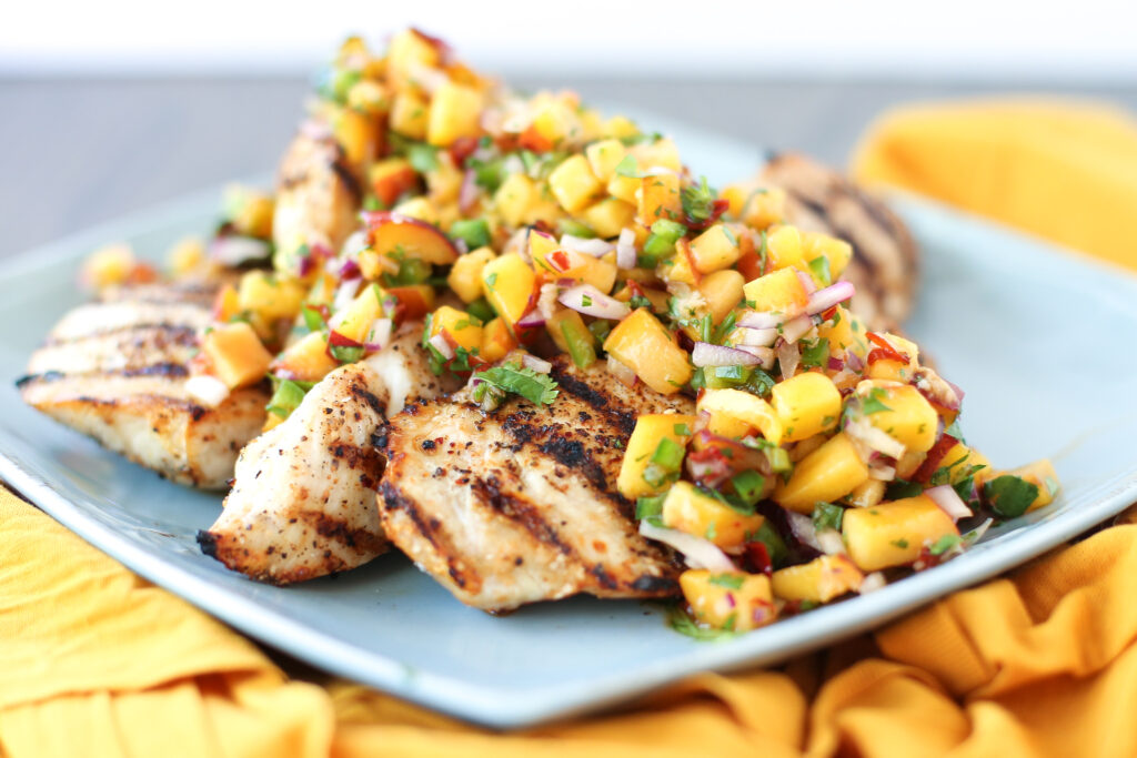 Grilled Chicken with Peach Chipotle Salsa