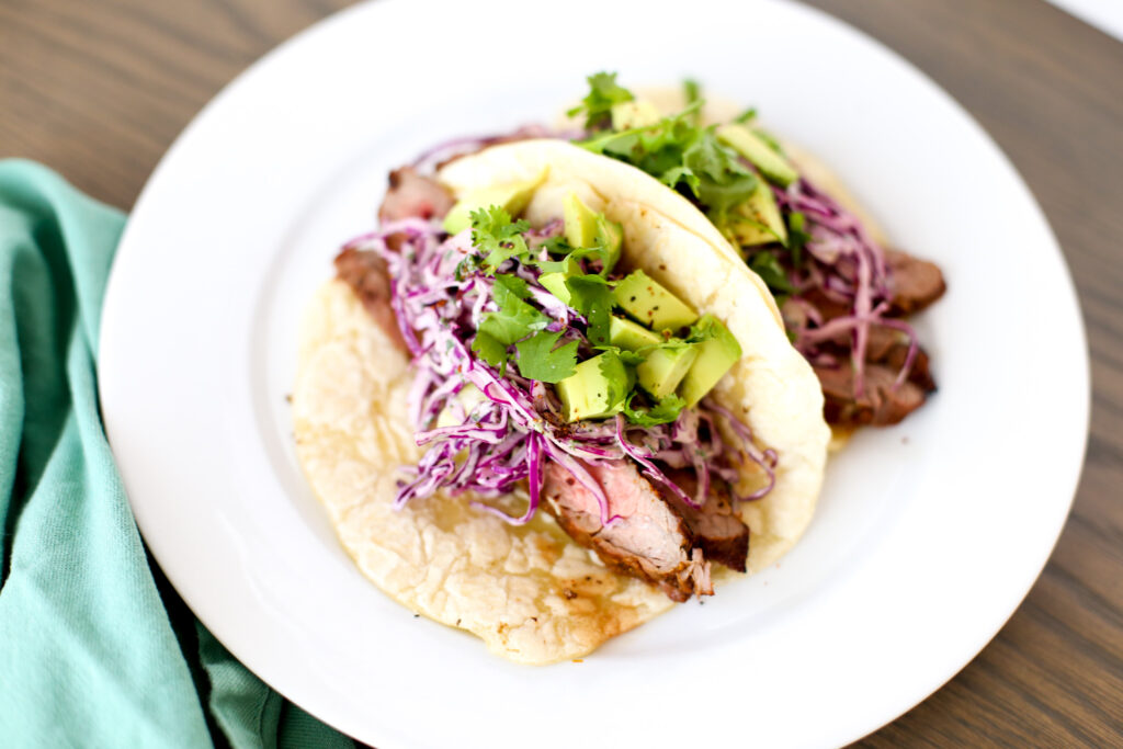 Steak Tacos with Creamy Avocado Slaw