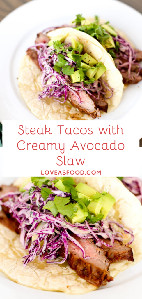 Steak Tacos with Creamy Avocado Slaw