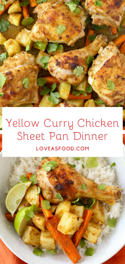 yellow curry chicken sheet pan dinner
