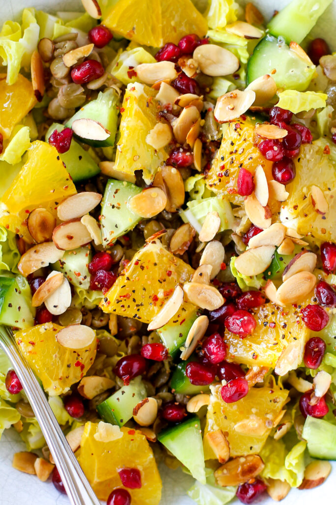 orange pomegranate lentil salad