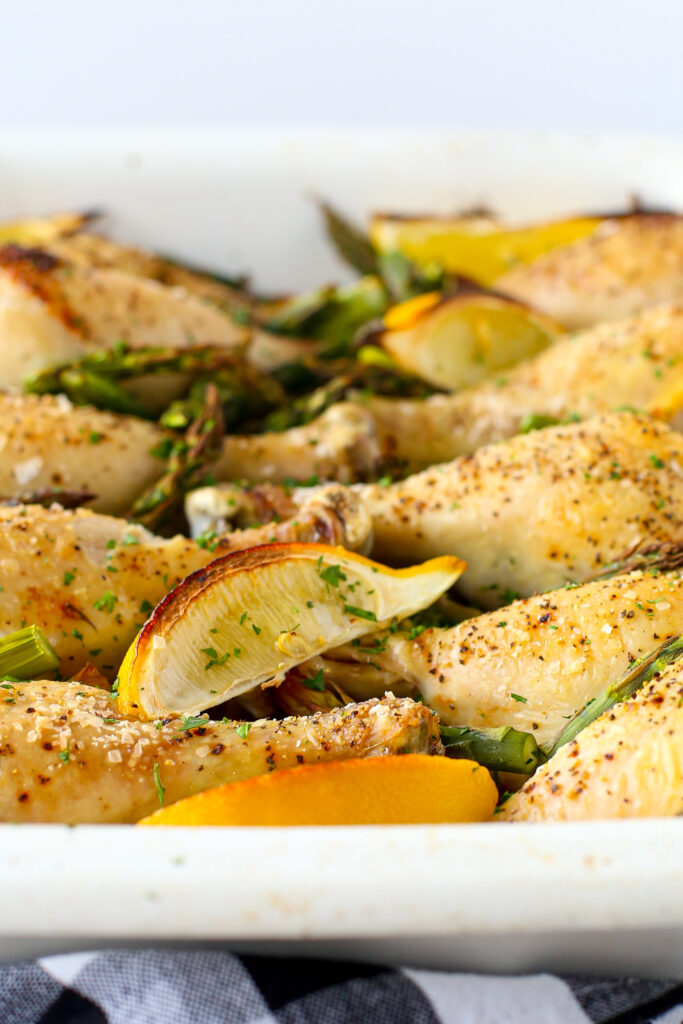 one-pan lemon chicken with asparagus