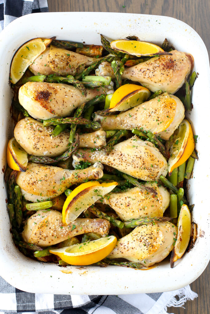 one-pan lemon chicken with asparagus