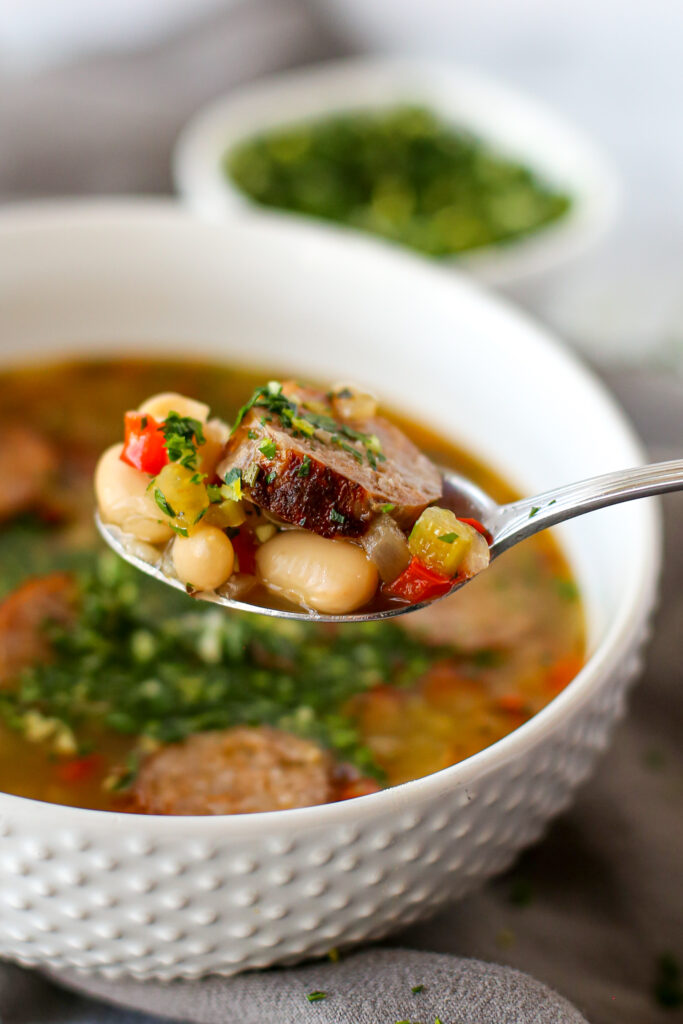 white bean and sausage soup with gremolata