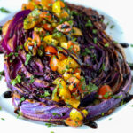 roasted red cabbage with tomato parsley relish