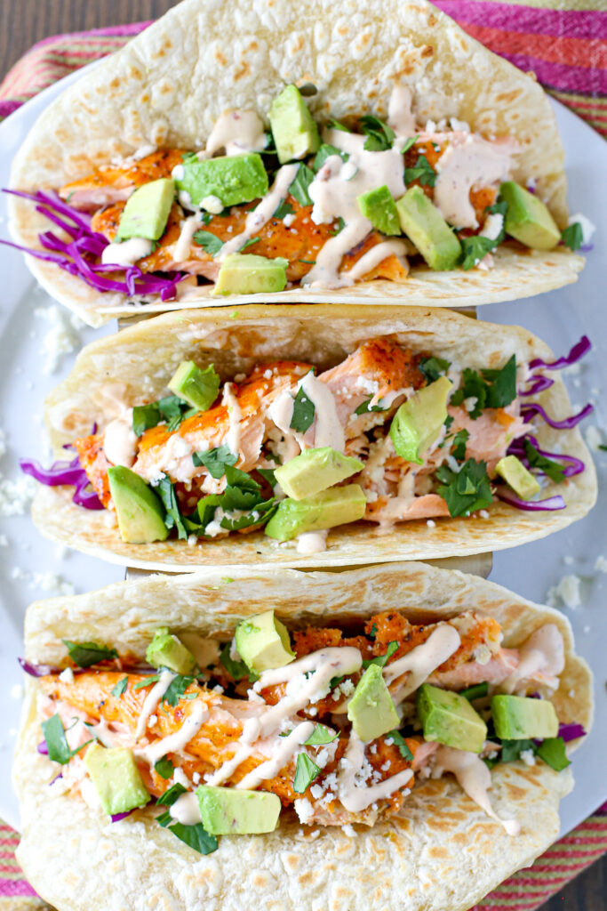 pineapple-glazed salmon tacos