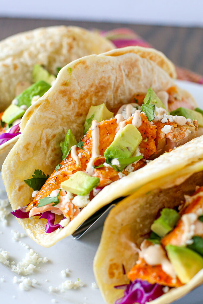 pineapple-glazed salmon tacos